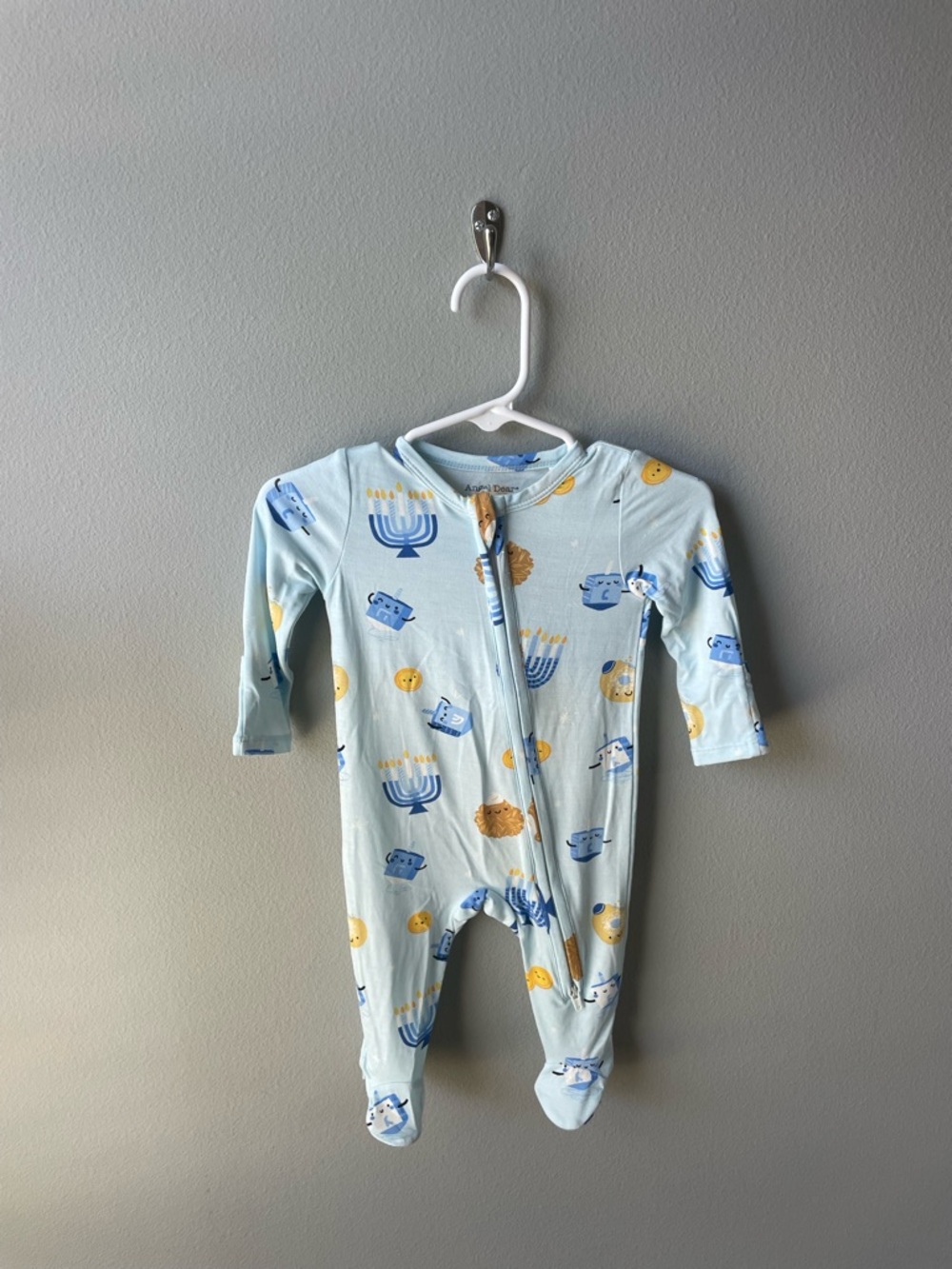 Angel Dear // Hanukkah Light Blue Bamboo Zippy Pajamas New with Tag